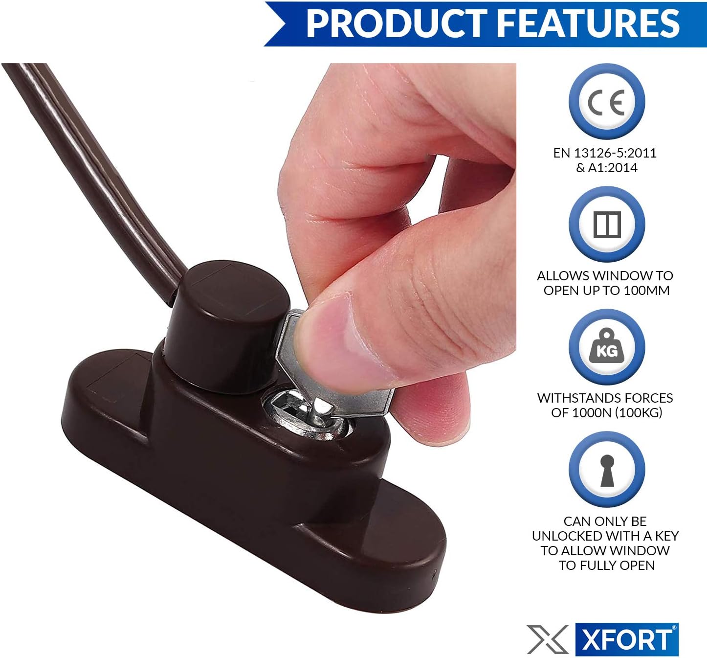 XFORT 4 Pack Viper Key Locking Cable Window Restrictor in Brown, Durable Window Safety Lock for Child Safety and Window Security - Image 4