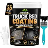 Truck Bed Liner Paint, 35 Oz Black Protective Coating for Pickup ,Tailgates | Rust-Resistant &amp; Durable Truck Bed Coating for Trailer, Tool Box,Metal Surface, Brush-On &amp; Roll-On - Brush,Gloves &amp; Sandpaper