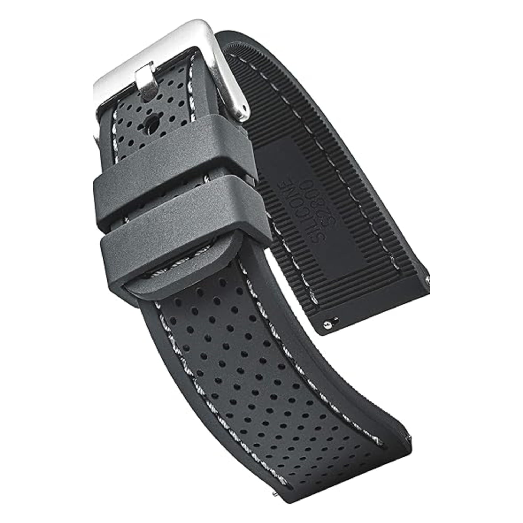 ALPINE Sporty Premium Soft Silicone Adjustable Watch Band - Replacement Rubber Watch Bands for Women & Men - Waterproof Quick Release Watch Straps - Compatible with Regular & Smart Watch Bands