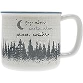 Pavilion Gift Company - Sky Above, Earth Below, Peace Within - 17 Oz Coffee Mug Tea Cup Woodland Hiking Camping Night Sky Moon Stars Cabin Woods Lodge Gift Outdoorsy Present