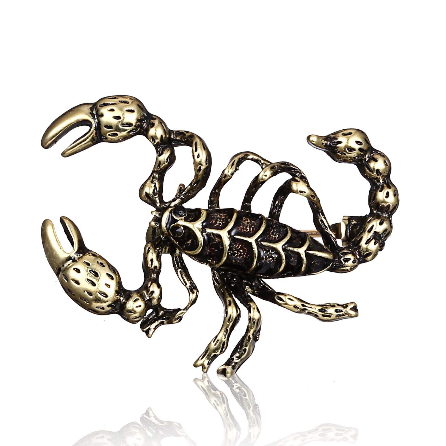 Vintage Scorpion Brooch Pin, AILUOR Fashion Animal Scorpio Brooch Pin Constellation Jewelry Gift for Mens Suit Décor (Black)