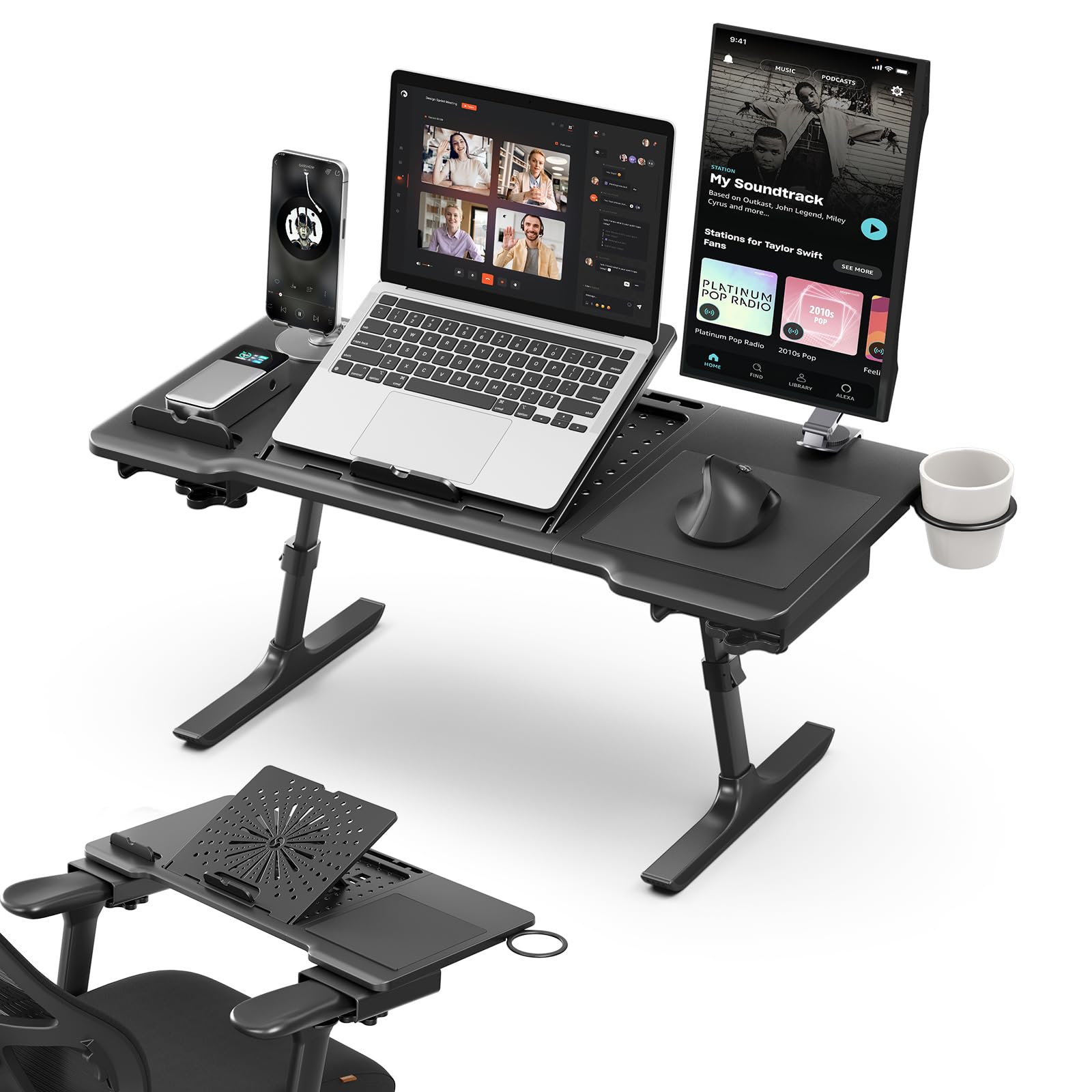 Chair Computer Stand Newtral Laptop Bed Tray Desk, Height & Angle Adjustable Foldable Laptop ...