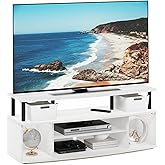 Furinno Jaya Large Entertainment Center Hold up to 55-in TV, Inch, White/Black