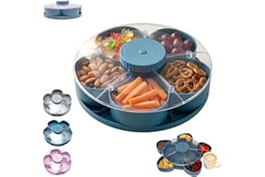 Divided Spin and Snack Serving Tray, 2026 New Divided Serving Tray That Spins, Rotating Snack Box Container with Lid, Perfect
