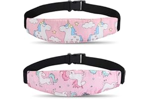 2 Pcs Baby Car Seat Neck Relief and Head Support,Silence Shopping Car Seat Head Band Strap Headrest,Stroller Car Seat Sleeping Head Support for Toddler Child Children Kids Infant (Unicorn)