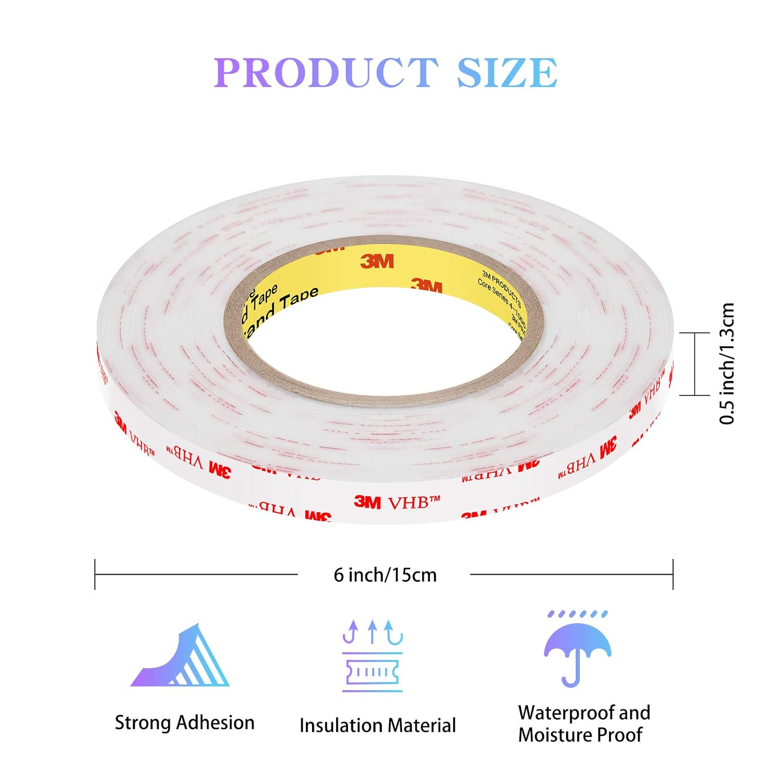 3M Double Sided Tape, 32ft Length,0.5inch Width Foam Mounting Tape Easy to Apply for Outdoor, Home, Office, Wall Accessories: Industrial & Scientific
