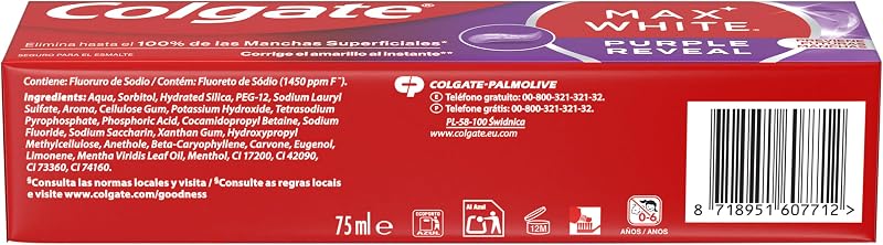 Max White Purple Reveal Pasta de Dientes 4x75ml
