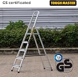 TOUGH MASTER 5 Step Aluminium Folding Ladder EN131 Anti Slip Handrail 150kg view 7
