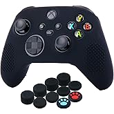 YoRHa Silicone Cover Skin Case for Xbox Series X/S Controller x 1(Black) with Thumb Grips x 10