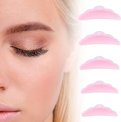 Ouligay Lash Lift Kit 50pcs Lash Perm Pads & Shields Pink Silicone 5 Sizes