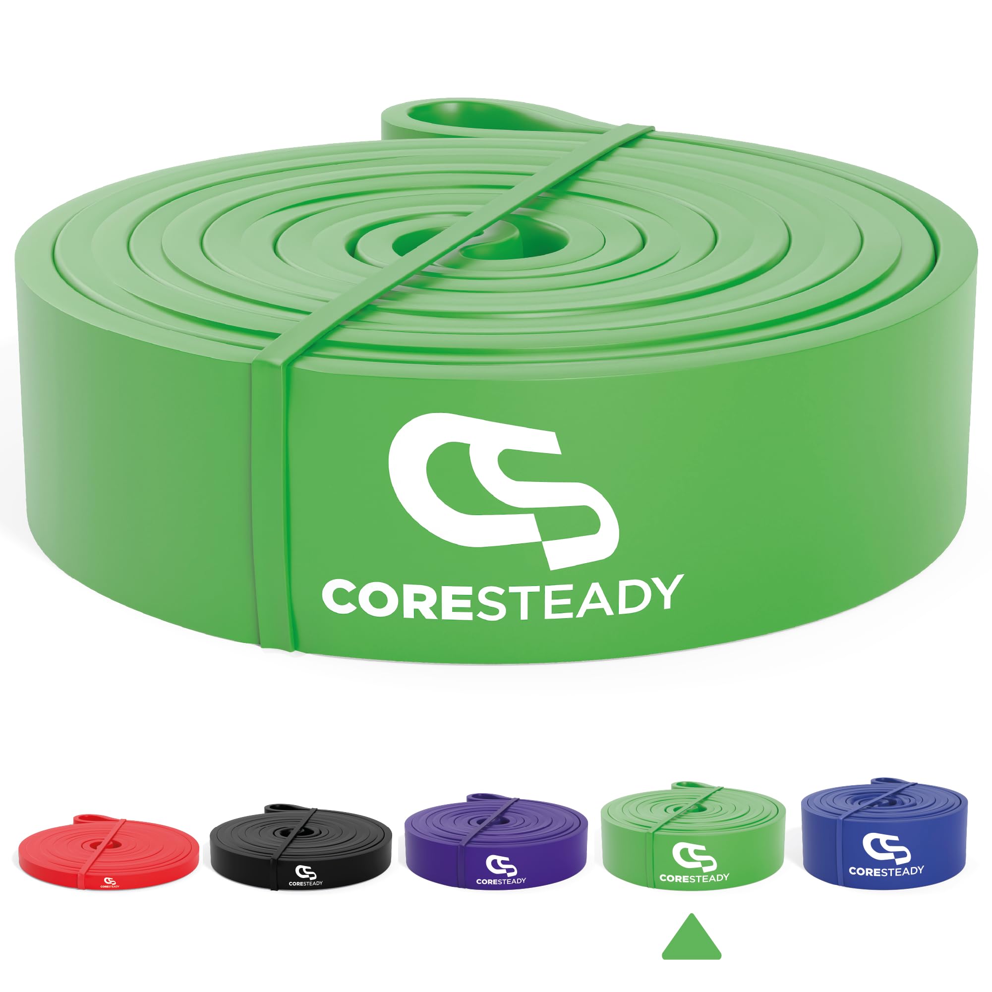 Coresteady Pull Up Bands & Resistance Bands - Rubber Heavy Duty Elastic Loop Band for Men & Women - Build Fit Power & Muscle - Training, Fitness Assist Pull Ups & Gym Exercise - Green, 22-56kg