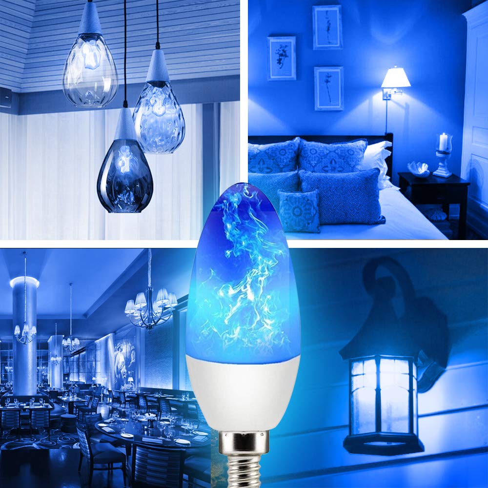 OHLGT E12 Flame Tip LED Bulbs - 2 Pack 1800K Warm White Candelabra Bulbs With 3 Lighting Modes