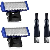 2PCS Shaver Replacement Head Compatible with Micro Touches Solo Trimmer Replacement Blades Solo Razor Blades (2PCS+2 Brushes)