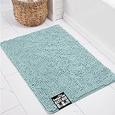 KANGAROO Bathroom Rugs, Chenille Soft Absorbent Bath Rug, Shaggy Shower Mat, Quick Dry Machine Wash Bathmat, Plush Carpet Mats for Tub, Bathtub and Room Home Decor Accessories, 24x17, Seafoam