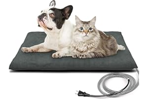 PETNF Outdoor Heated Pet Bed with Waterproof Cover,Pet Heating Pads for Dog,Soft Electric Blanket Auto Temperature Control,Heating Mat for Dog House Cabin Cot Doorway,Rescue Cats