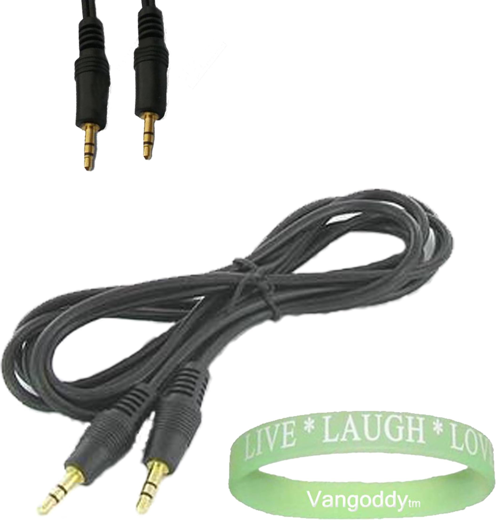6ft Auxiliary AUX cable (male to male) for your NESA NRM-7002S + LIVE LAUGH LOVE Vangoddy Bracelet
