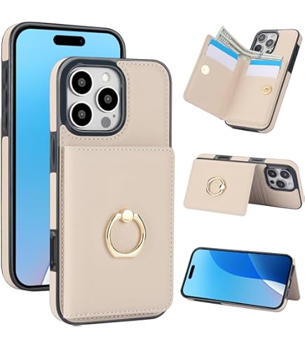 VANAVAGY Compatible For IPhone 16 Pro Max Wallet Case With Credit Card Holder Coin Pocket [360° Rotation Ring Kickstand], PU Leather Magnetic Clasp Flip Phone Cover For Women Men 6.9 Inch,Blue - View #7