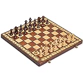 Wegiel Handmade Jowisz Professional Tournament Chess Set - Wooden 16 Inch Folding Board with Felt Base & Hand Carved Chess Pieces - Compartment Inside The Board to Store Each Piece
