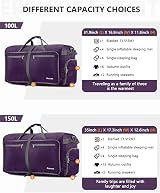 Gonex 40L Foldable Travel Duffle Bag Shoes Compartment Purple view 3