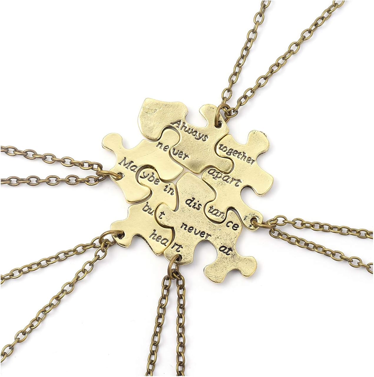 Collier pendentif porte-clés de couple en acier inoxydable personnalisé puzzle, logo gravé