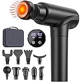 cotsoco Massage Gun with Heat Head, Muscle Massage Gun Deep Tissue Back Massager for Pain Relief, 20 Speeds Handheld Electric Massager Tool with Silent Brushless Motor, Gym Office Home Travel Use