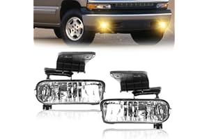 BOXLIGHT Fog Lights Assembly Fits For 1999-2002 Silverado 1500 2500/2001 2002 Silverado 1500HD 2500HD 3500/2000-2006 Tahoe Suburban 1500 2500 With Halogen Bulbs- Left & Right Side