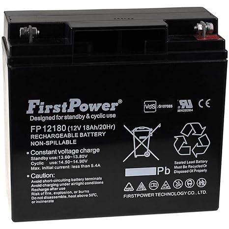 FirstPower Blei-Gel Akku FP12180 12V 18Ah VDs, 12V, Lead-Acid