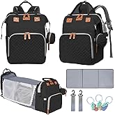 LHDYMXYN Baby Diaper Bags with Changing Station, Multifunctional Diaper Bag Backpack for Moms Dads with USB Charging Port, Waterproof Travel Diaper, Baby Shower Gifts for Baby Boy & Girls (Black)