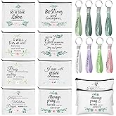 Panelee 48 Pcs Christian Cosmetic Bags Bulk for Women Bible Verse Makeup Bags Inspirational Keychains Christian Appreciation Gifts Religious Canvas Pouches with Zipper for Women Church Gift