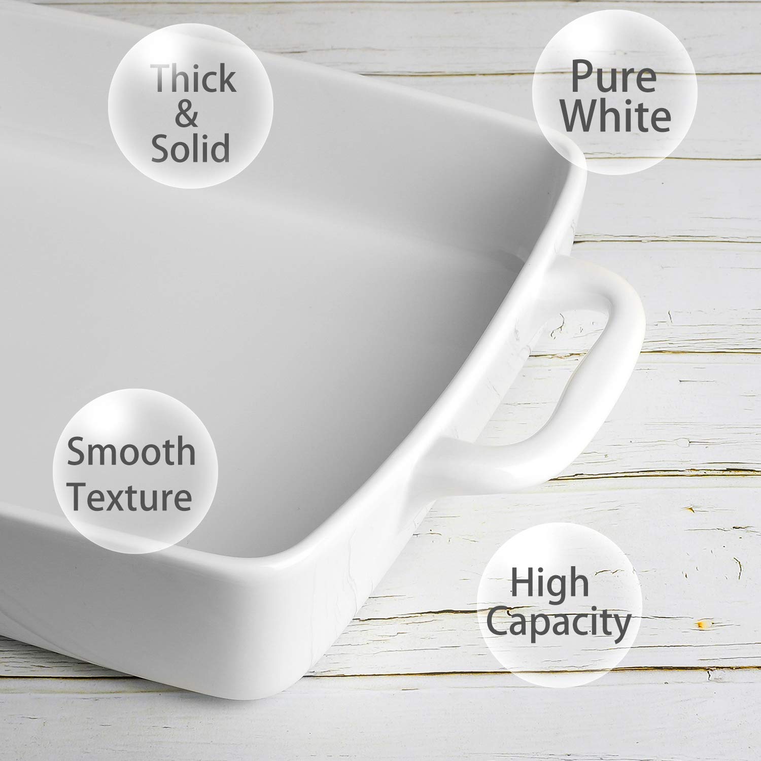 Baking Pan Rectangular, Oven Dish Baking Tray, Heavy Duty Ceramic Pans for Cake, Lasagna, Banquet and Daily Use, 3.6 Quart High Capacity