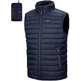33,000ft Men's Lightweight Packable Insulated Puffer Vest Outerwear, Warm Winter Sleeveless Jacket for Golf Running