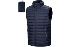 33,000ft Men's Lightweight Packable Insulated Puffer Vest Outerwear, Warm Winter Sleeveless Jacket for Golf Running