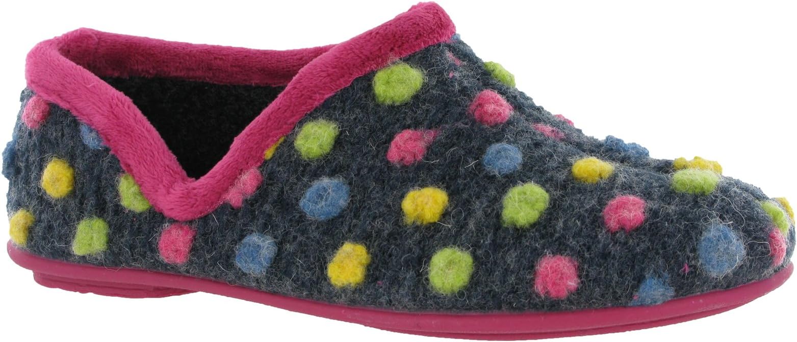 Sleepers Jade Knitted Dotted Spots Dots Comfort Cosy Soft Full Slippers Womens