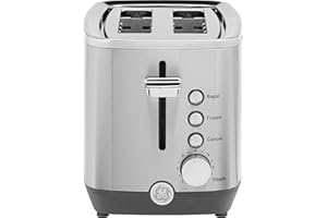 GE 2 Slice Stainless Steel Toaster, Extra Wide Slots for Toasting Bagels, Breads, Waffles & More, 7 ...