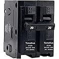 TLmathus 20 Amp 2 Pole Type QP Circuit Breaker Plug-in Mount Standard MCB Thermal Magnetic Protection, 10KA 120/240V, Compatible with Siemens PL and ES Series Load Centers(2P 20A)