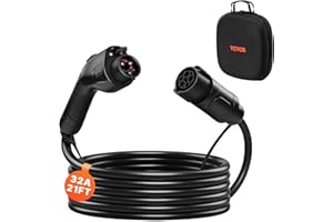 VEVOR EV Charger Extension Cable, 32Amp 21 ft J1772 Extension Cord Compatible with 120V-240V SAE J1772 Electric Vehicle Chargers, Level 1/Level 2 IP66 Heavy Duty Car Charging Cable with Carrying Bag