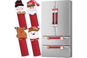D-FantiX Christmas Refrigerator Handle Covers Set of 8, Santa Snowman Kitchen Appliance Covers Fridge Microwave Oven Dishwasher Refrigerator Door Handle Covers Protector Christmas Decorations