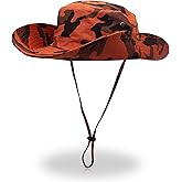 QOHNK Boonie Hats for Men Women Wide Brim Sun Hats Outdoor Sun UV Protection Fisherman Hat Big Head Fishing Camo Bucket Hats