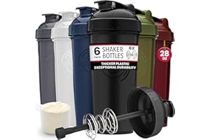 GOMOYO [6-Pack] 28-Ounce Shaker Bottle with Action-Rod Mixer | Bulk Shaker Cups with Action Rod Mixers| Protein Shaker Bottle is BPA Free and Dishwasher Safe | Black, Moss, Navy, White, Grey, & Maroon