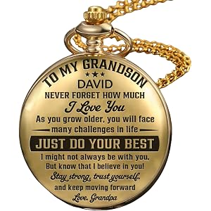 Wrappiness Personalized Pocket Watch for Son - Soulmate Best Friend Custom Engraved Gift with Love & Affection, Timeless Gift