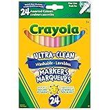 Crayola 24 Washable Fine Line Markers, Colossal, School and Craft Supplies, Drawing Gift for Boys and Girls, Kids, Teens Ages