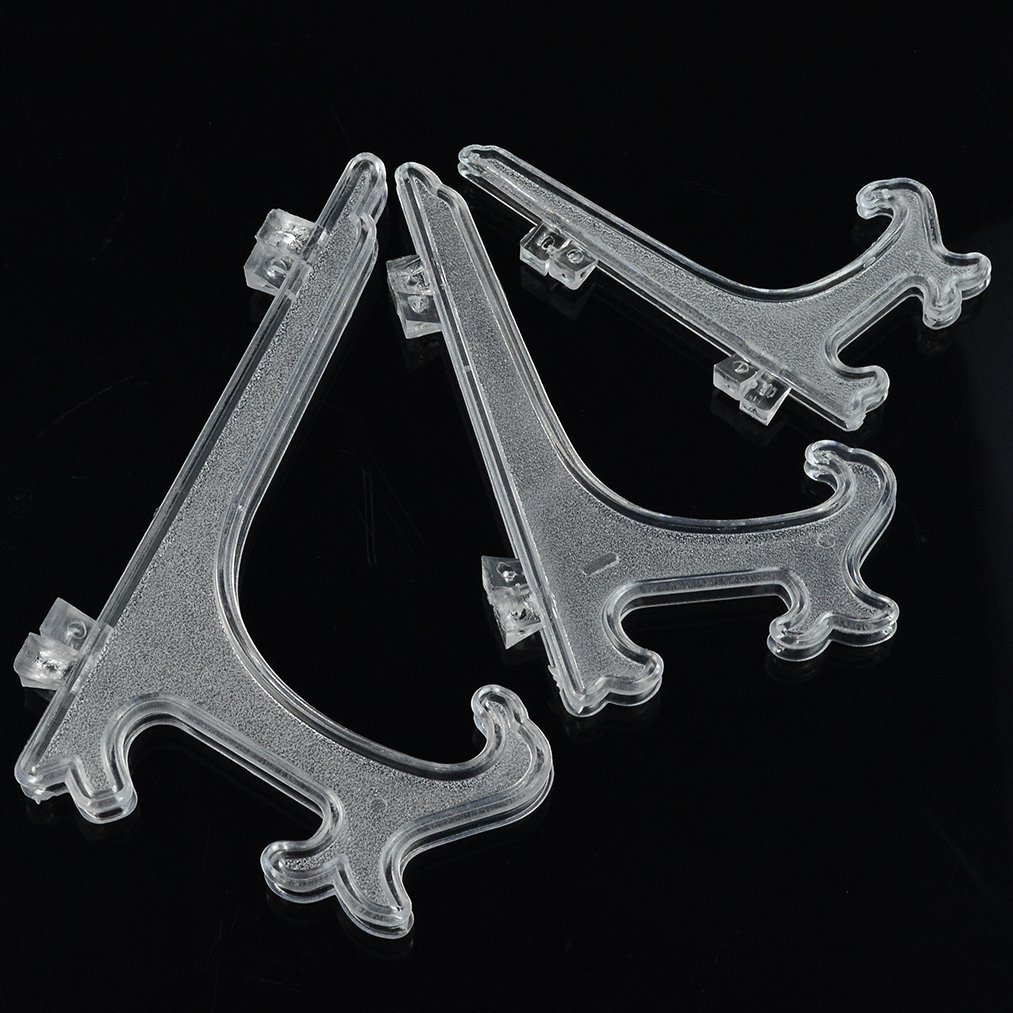 baotongle 30 pcs Plastic Easel Plate Stands Plate Holders to Display Pictures, Plates for Weddings, Home Decoration, Birthdays, Tables 4inches 5 inches 6 inches Black White