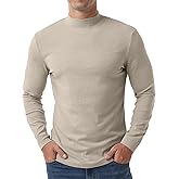 Askdeer Men's T-Shirts Cotton Mock Turtleneck Long Sleeve Shirts Lightweight Thermal Pullover Sweaters