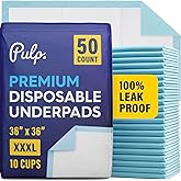 50 x PULP Incontinence Underpads 36" x 36" | XXXL Bed Pads Disposable Adult | Super Absorbency Chux Pads for Adults, Children & Babies | Incontinence Bed Pads & Pee Pads | FSA & HSA Eligible
