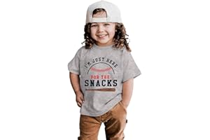 AFUKUIA Toddler Baby Boy Girl Baseball T Shirt Funny Im Just Here for The Snack Print Shirt Kid Summer Short Sleeve Tee Top