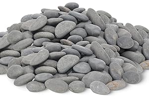Quibbay 45 LB Mexican Beach Pebbles - 1-2 Inch Decorative River Rocks for Landscaping, Garden Paving, Plant Rocks, Crafting, Walkways, Backyard, Grey Natural Unpolished Bulk Stones
