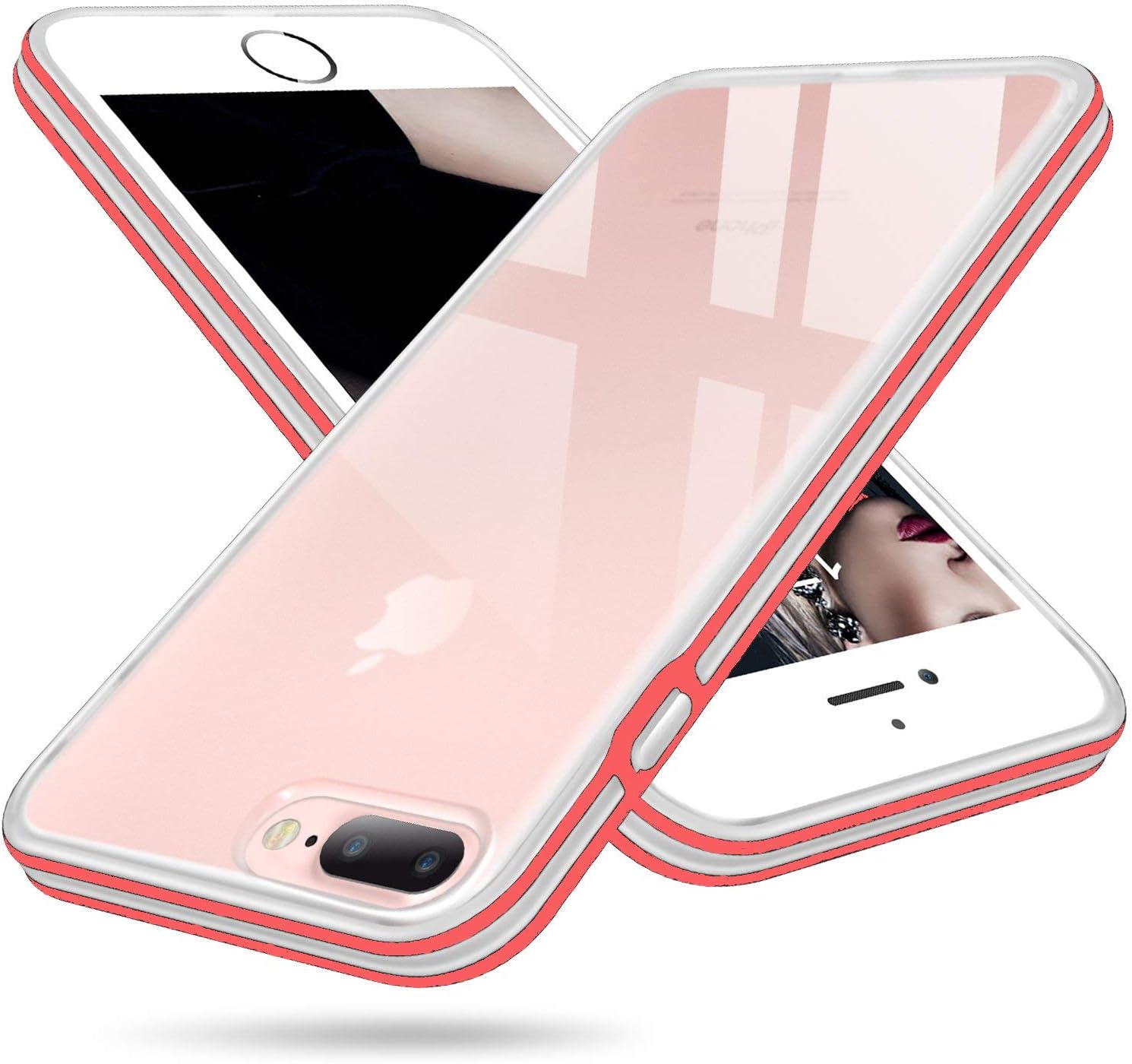Enflamo Shockproof Bumper Back Case Cover Soft Slim Defender Impact Resistant Colorful Bumper Protective Case iPhone 7 Plus/iPhone 8 Plus (Red)