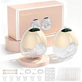 Wearable Breast Pump, Hands-Free Electric Pump, 4 Modes, 9 Levels | Strong Suction, Painless, Anti-Backflow, BPA Free, Portable Pumps with 17/19/21/24MM Flanges (2 Packs Apricot)