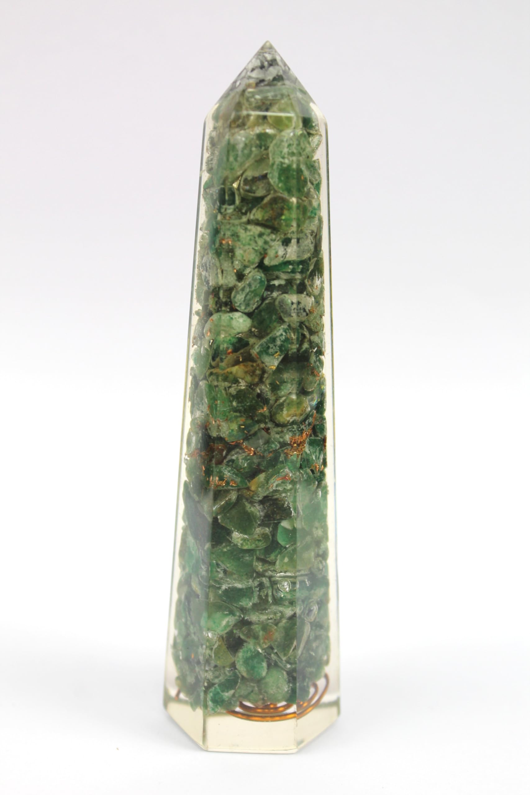 Prajet Energized Orgonite Faceted Massage Wand Stick Copper Chokurei Reiki Holy Pious Healing Crystal Divine Approx. Size 4.5" - 5" Long and 1" Thick. (Green Mica Orgone)