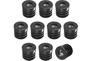 M METERXITY 10-Pack Inserts for Round Tubes with M8 Thread, 1" (25mm) OD Plastic Tube Insert for Chair/Table/Caster, Tubing End Cap Floor Protectors Metal Furniture Legs Glide Plug